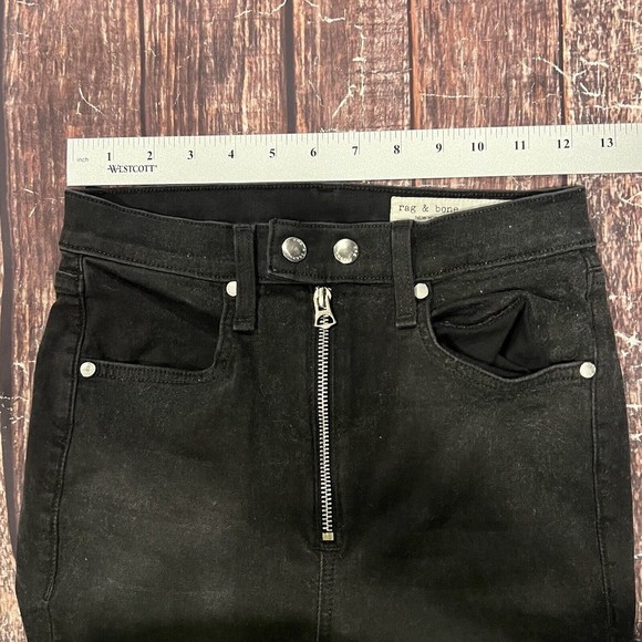 Rag & Bone Women Black Ash Coated Baxter Denim Stretch Jeans Size 26X26 (24X26)‎ - Picture 11 of 15